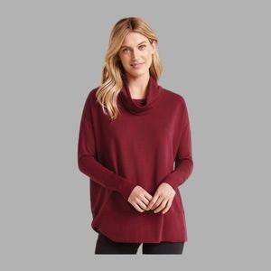 Garnet hill cowl neck knit tunic size Small rhododendron color
